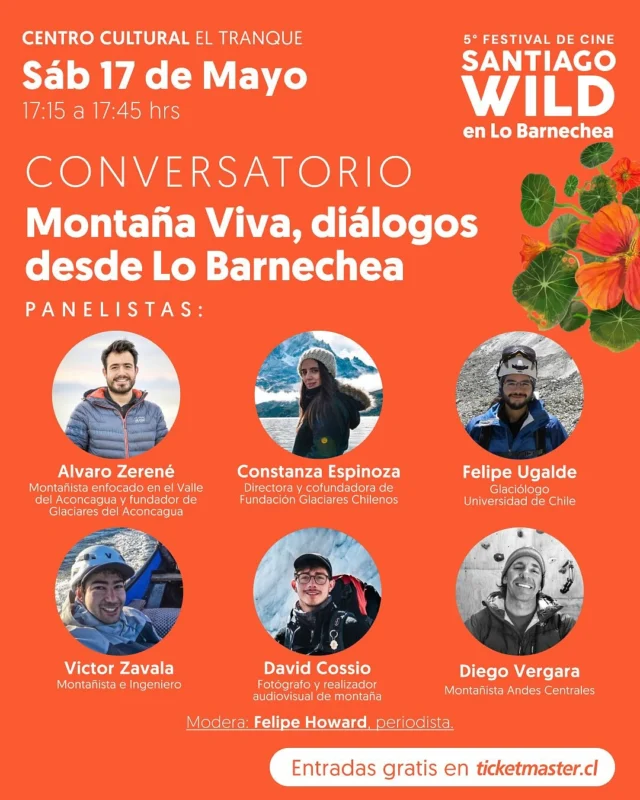 #INVITACIÓN 🔵 ¡Naturaleza, cine y conversación en Santiago Wild 2025! ¿Te apasionan los glaciares, la montaña y el cine? 🎥❄️
Entonces no te puedes perder esta jornada gratuita del Festival @santiagowildfest.

📍 Sábado 17 de mayo en el Centro Cultural El Tranque @corporacionculturallb, comuna de Lo Barnechea.
Desde las 15:00 hrs, habrá talleres, funciones de cine y actividades gratuitas para conectar con el mundo natural.

🎬 Imperdible:
A las 17:00 hrs se proyectará el documental “Juncal”, dirigido por @david_cossio y @victorzavala_a, una obra que nos lleva al corazón del glaciar Juncal.

🏔 Y cerramos con el conversatorio “Montaña Viva”, con destacados invitados:

- Álvaro Zerené @zerene10, montañista y fundador de @glaciaresaconcagua
- Constanza Espinosa @tiaglaciar, directora y cofundadora de Fundación @glaciareschilenos
- Felipe Ugalde, glaciólogo de la Universidad de Chile
- Víctor Zavala @victorzavala_a , montañista 
- David Cossio @david_cossio, fotógrafo y realizador audiovisual
- Diego Vergara @diego_vergara_lira, montañista

Modera: Felipe Howard @felipe_howard, periodista

🎟 Entradas gratuitas disponibles en santiagowild.com
📌 Dirección: Av. El Tranque 10.300, Lo Barnechea
📆 Fecha: Sábado 17 de mayo
⏰ Horario: Desde las 15:00 hrs

💬 ¿A quién invitarías a ver “Juncal”? Etiquétalo aquí abajo 👇🏻

“Las acciones y decisiones que tomemos el día de hoy, construirán el futuro para la naturaleza, comunidades y glaciares”
~Fundación Glaciares Chilenos~

🔵 Si valoras nuestro trabajo, puedes apoyarnos con una donación desde $3.000. Comenta GLACIAR y te enviamos más información.

#glaciareschilenos #yoprotejolosglaciares #santiagowild2025 #festivaldecine #laderasur #santiagowild #medioambiente #naturaleza